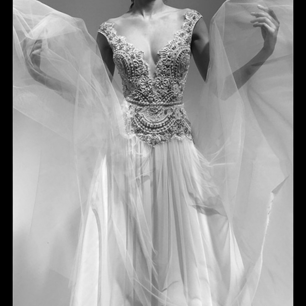Couture beaded wedding dress 12